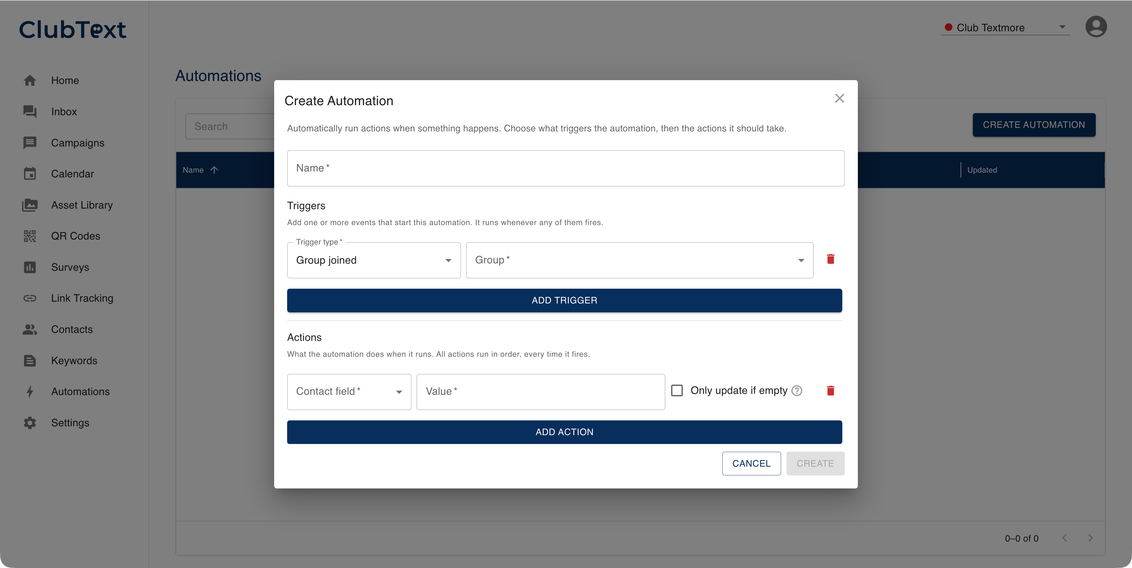 ClubText Automations — scheduled reminders