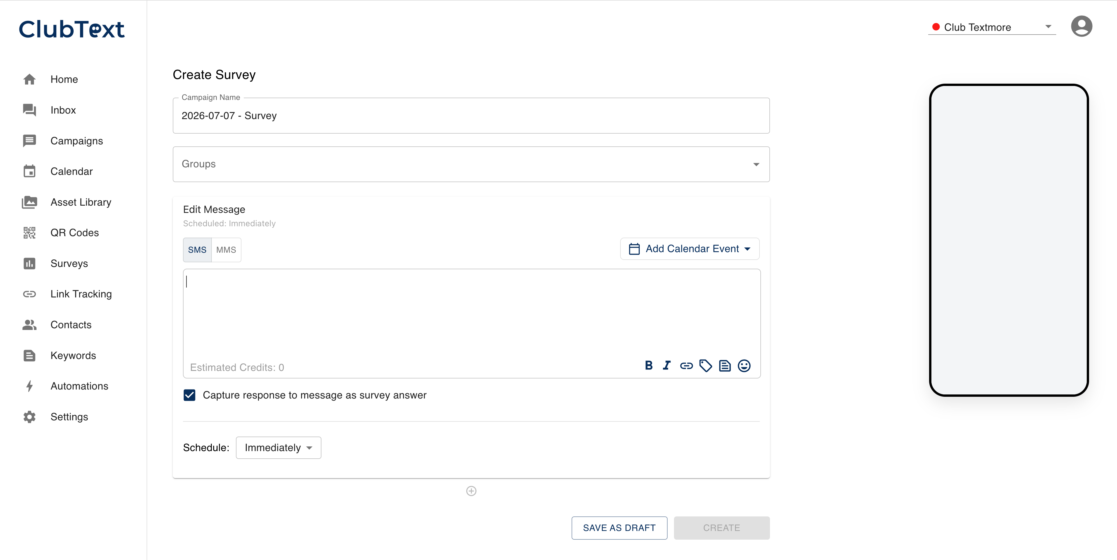 ClubText Surveys — collect RSVPs & feedback